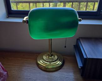 Banker's Lamp with Green Glass Shade