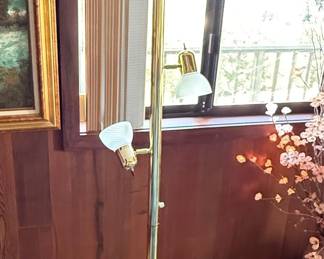 Vintage Brass Torchiere Floor Lamp with Accent Light by Stiffel