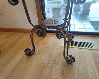 Vintage Wrought Iron and Glass Accent Table