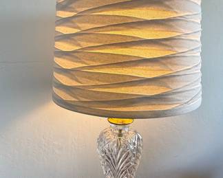 Cut Crystal Table Lamp with Brass Base