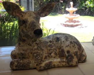 Decoupage Fawn Figurine with Floral Pattern