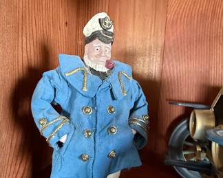 Vintage Sailor Doll and Tin Toy Car - 1909 Thomas Flyer Replica