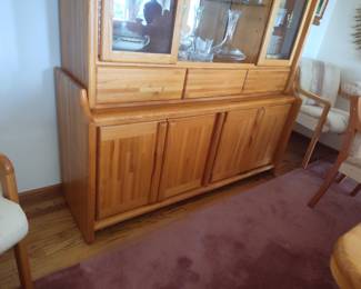 Mid-Century Modern Oak China Cabinet and Buffet
