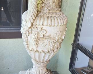 Cast Stone Garden Urn with Grapevine Motif