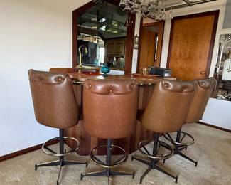 Vintage Tufted Vinyl Bar Stools (Set of 4) by Admiral Chrome Corp.