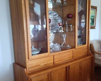 Mid-Century Modern Oak China Cabinet and Buffet