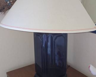 Cobalt Blue Glass Table Lamp in Art Deco Style