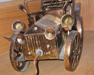 Vintage Metal Biplane and Automobile Models