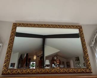 Vintage Ornate Gilt Wood Framed Rectangular Mirror