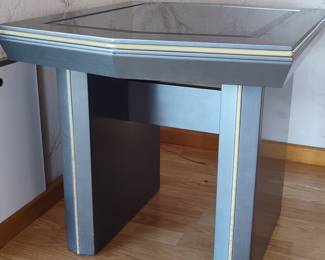 Octagonal End Table with Smoked Glass Top