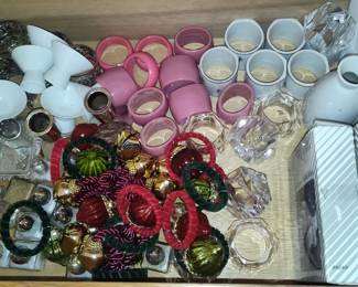 Assorted Napkin Rings, Decorative Ornaments, and Small Tableware Items