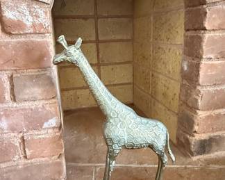 Pair of Vintage Brass Giraffe Sculptures