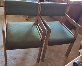 Mid-Century Modern Oak Frame Upholstered Chairs (Set of 2) by Athayen Associates