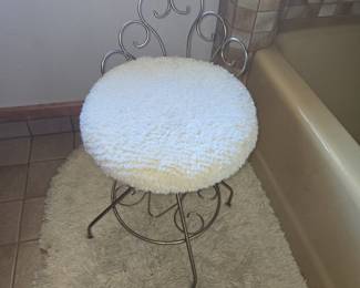 Vintage Peacock Fan Back Vanity Stool