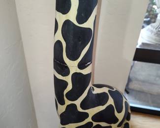 Hand-Carved Wooden Giraffe Figurine (Approx. 4-5 ft)