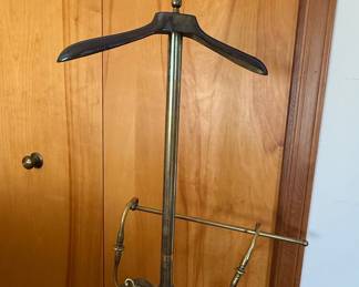 Vintage Brass Valet Stand with Hanger and Trouser Bar