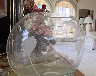 Mikasa "Calla Lily" Etched Glass Fishbowl Vase