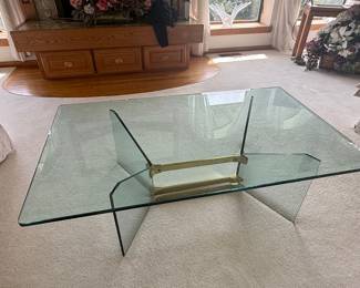 Mid-Century Modern Brass and Glass Coffee Table