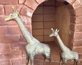 Pair of Vintage Brass Giraffe Sculptures