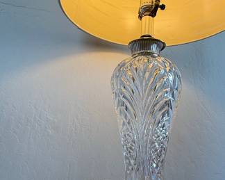 Cut Crystal Table Lamp with Brass Base