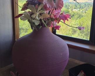 Textured Ceramic Vase with Faux Floral Arrangement