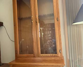 Oak Gun Cabinet with Drawers