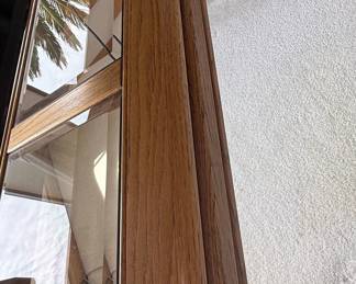 Mid-Century Modern Oak and Glass Console Table