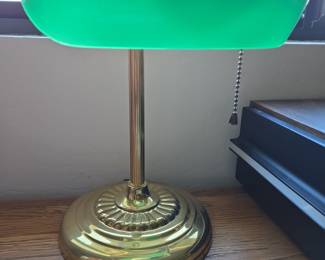 Banker's Lamp with Green Glass Shade