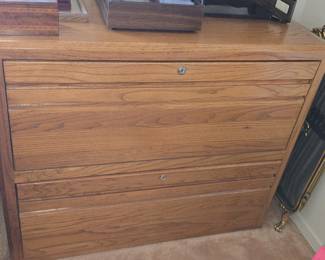 Oak Two-Drawer Lateral File Cabinet