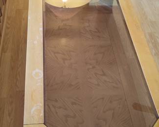 Vintage Mid-Century Modern Walnut Octagonal Glass Top Coffee Table