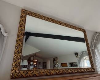 Vintage Ornate Gilt Wood Framed Rectangular Mirror