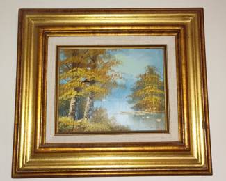 Landscape Painting with Trees and Water