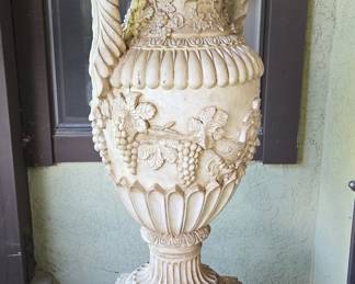 Cast Stone Garden Urn with Grapevine Motif