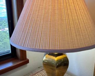 Brass Urn-Shaped Table Lamp with Pleated Shade