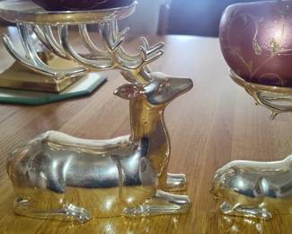 Silver-Tone Reindeer Candle Holders
