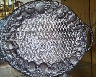 Lenox Grape Weave Serving Tray with Twisted Rope Handles