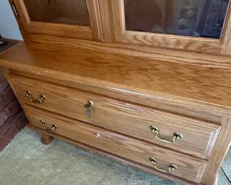 Oak Gun Cabinet with Drawers