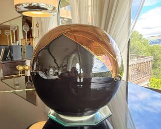 Large Art Deco Style Sphere Vase with Copper Inlay