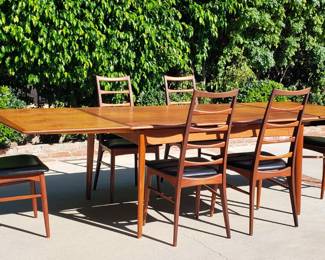 10 Niels Koefoed Danish rosewood dining chairs (photo only shows 6), with huge Danish teak expanding table (Arne Vodder?)