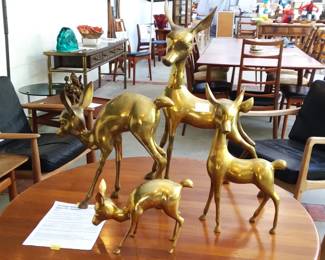 Stunning vintage brass deer (tallest is 29 inches high)