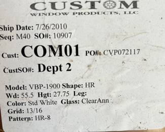 Arched Window Label/Measurements