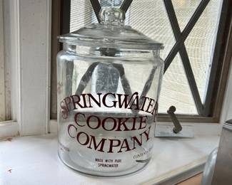 Springwater Cookie Co. Glass Jar Vtg 1977 Counter Display 13" H x 8 5/8" W