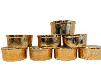 Vintage set 22-karat gold glazed ceramic ramekins