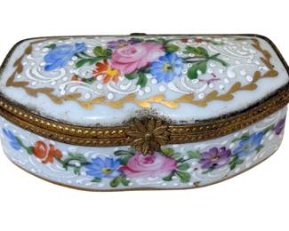 Limoges kidney-shaped trinket box