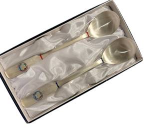Korean 800 Silver Sujeo spoon and chopstick set.  Complete, brand-new vintage Korean 800 silver Sujeo (spoon and chopstick) set in its original presentation box.  186 grams