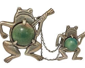 Mexican Sterling "jelly belly" chatelain brooch