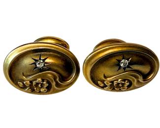  Antique Art Nouveau Cufflinks 14K Gold.  3.3 grams