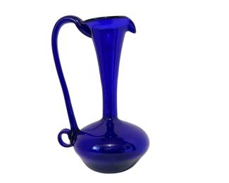  Cobalt blue hand-blown glass pitcher or vase