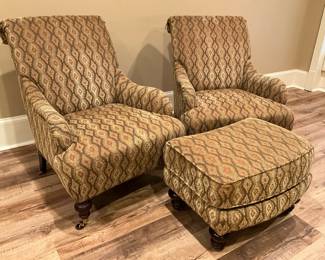 Upholstered Rolling Arm Chairs Ottoman
