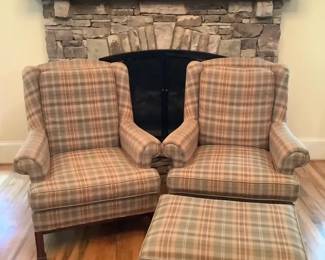 Plaid Chairs Ottoman